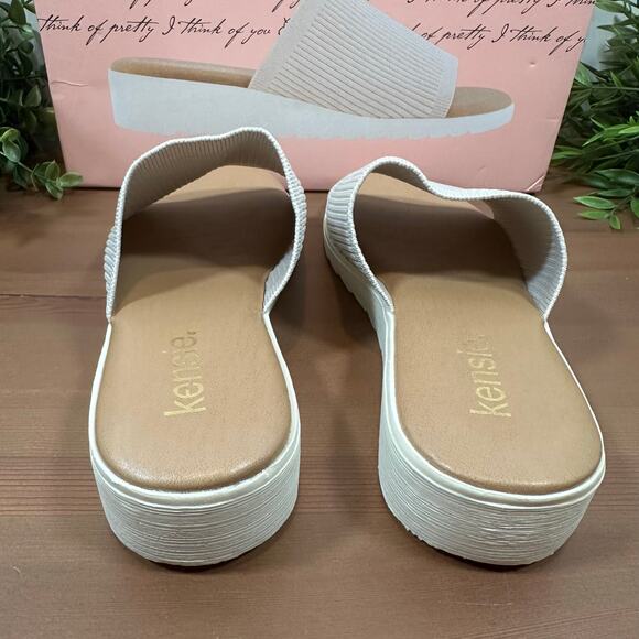 Kensie Women's Ellie Beige Knit Wedge Sandals Size 8 - Picture 5 of 7